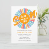 Invitation Voici Le Baby shower Fils Boy (Debout devant)