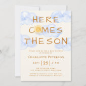 Invitation Voici Le Baby shower Fils Mignonne (Devant)