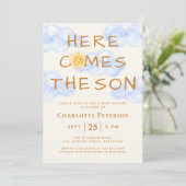 Invitation Voici Le Baby shower Fils Mignonne (Debout devant)