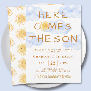 Invitation Voici Le Baby shower Fils Mignonne
