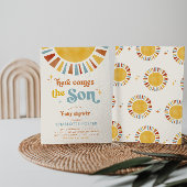 Invitation Voici le Baby shower garçon Son Boho Retro