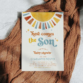 Invitation Voici le Baby shower garçon Son Boho Retro
