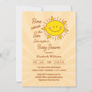 Invitation Voici Le Baby shower Garçon Son Little Sunshine