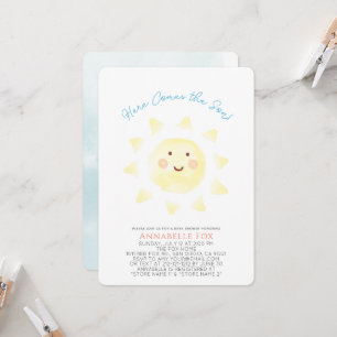Invitation Voici le Baby shower garçon Son Watercolor
