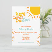 Invitation Voici le baby shower rétro Son (Debout devant)