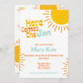 Invitation Voici le baby shower rétro Son (Devant / Derrière)