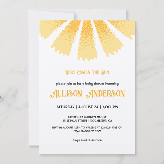 Invitation Voici le Baby shower solaire (Devant)