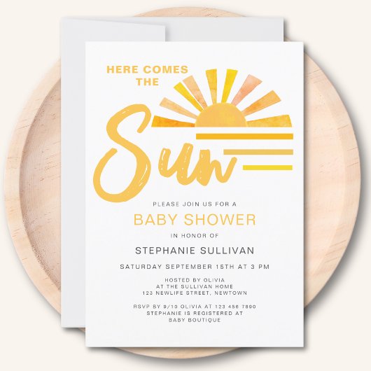 Invitation Voici Le Baby shower Soleil