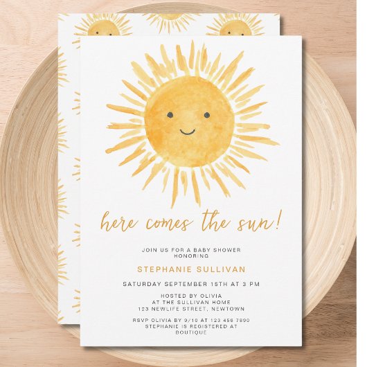 Invitation Voici Le Baby shower Soleil
