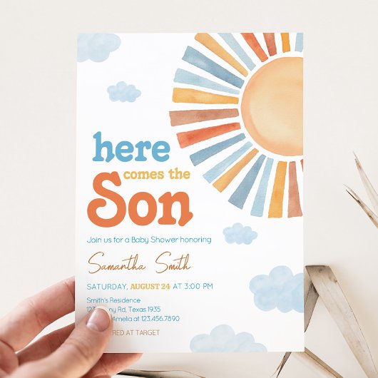 Invitation Voici Le Baby shower Soleil