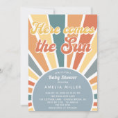 Invitation Voici Le Baby shower Soleil Arc En Ciel (Devant)