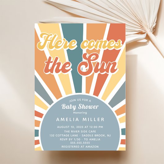 Invitation Voici Le Baby shower Soleil Arc En Ciel