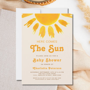 Invitation Voici Le Baby shower Soleil Sexe Neutre-Boho