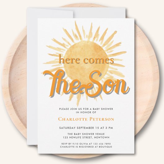 Invitation Voici Le Baby shower Soleil Son