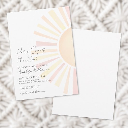 Invitation Voici Le Baby shower Soleil Son Boho