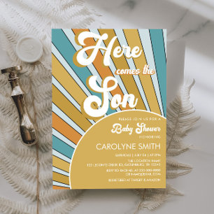 Invitation Voici Le Baby shower Son Boho