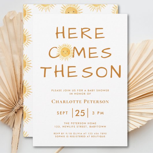 Invitation Voici Le Baby shower Son Boho