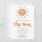 Invitation Voici Le Baby shower Son Boho Bohemian Retro (Devant)