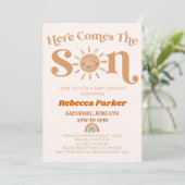 Invitation Voici Le Baby shower Son Boho Sun Rainbow (Debout devant)