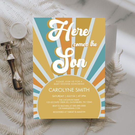 Invitation Voici Le Baby shower Son Boho Sunshine