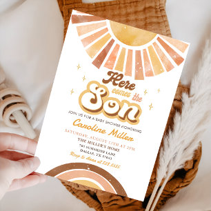 Invitation Voici le Baby shower Son Boho Sunshine