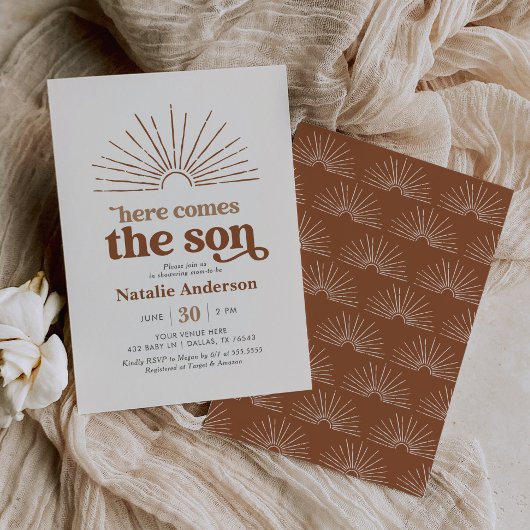 Invitation Voici le Baby shower Son Boho Sunshine
