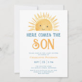 Invitation Voici le Baby shower Son Jaune soleil (Devant)