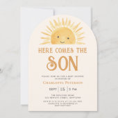 Invitation Voici le Baby shower Son Jaune soleil (Devant)