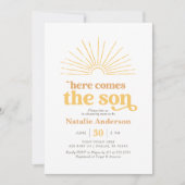 Invitation Voici le Baby shower Son Jaune soleil (Devant)