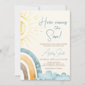 Invitation Voici Le Baby shower Son Retro (Devant)