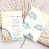 Invitation Voici Le Baby shower Son Retro