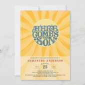 Invitation Voici le Baby shower Son Retro (Devant)