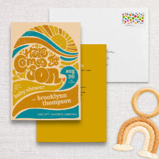 Invitation Voici le Baby shower Son Retro Baby Boy