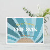 Invitation Voici le Baby shower Son Retro Boy (Debout devant)