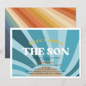 Invitation Voici le Baby shower Son Retro Boy (Devant / Derrière)