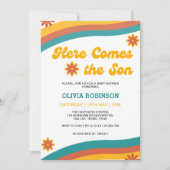 Invitation Voici le Baby shower Son Retro Boy (Devant)