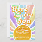 Invitation Voici Le Baby shower Son Retro Boys (Devant)