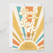 Invitation Voici Le Baby shower Son Retro Sunshine Boy (Devant)