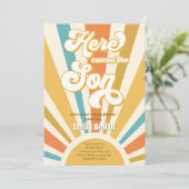 Invitation Voici Le Baby shower Son Retro Sunshine Boy (Debout devant)
