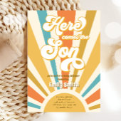 Invitation Voici Le Baby shower Son Retro Sunshine Boy