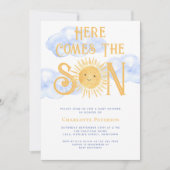 Invitation Voici Le Baby shower Son Soleil Nuages (Devant)