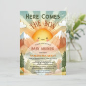 Invitation Voici Le Baby shower Son Sunshine (Debout devant)