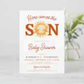 Invitation Voici Le Baby shower Son Sunshine Boho Boy (Debout devant)