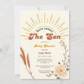 Invitation Voici Le Baby shower Son Sunshine Boho Boy (Devant)