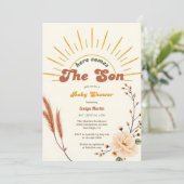 Invitation Voici Le Baby shower Son Sunshine Boho Boy (Debout devant)