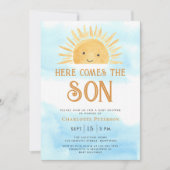 Invitation Voici le Baby shower Son Sunshine Sky (Devant)