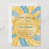 Invitation Voici le Baby shower Son Yellow Blue Rays (Devant)
