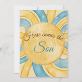 Invitation Voici le Baby shower Son Yellow Blue Rays (Dos)