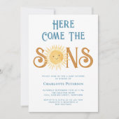 Invitation Voici Le Baby shower Sons Twins (Devant)