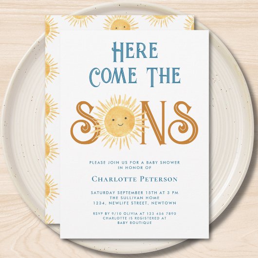 Invitation Voici Le Baby shower Sons Twins